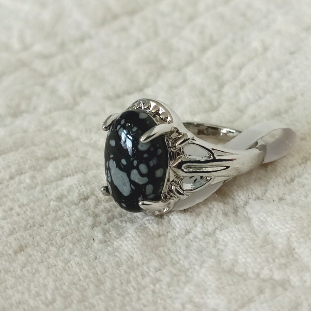 Elegant Silver and Black Ring